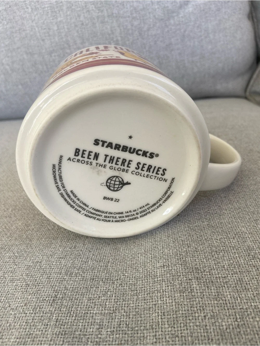 Starbucks California Mug with Red Interior and Yellow Artwork